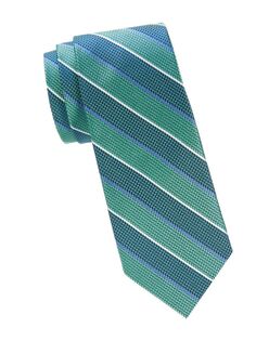 Полосатый шелковый галстук Bruno Piattelli, зеленый