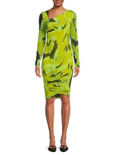 Платье-футляр Frederique с абстрактной сеткой Simkhai, зеленый