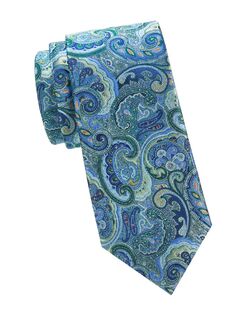 Шелковый галстук с принтом пейсли Bruno Piattelli, зеленый