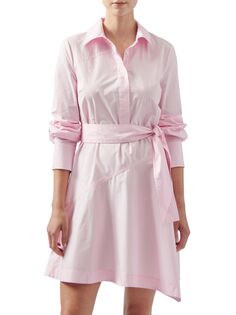 Асимметричное платье-рубашка с поясом Flora Derek Lam 10 Crosby, розовый