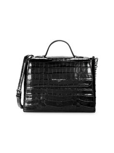 Кожаная сумка-портфель Charlotte с тиснением под крокодила Karl Lagerfeld Paris, черный