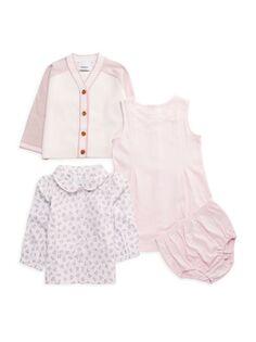 Комплект из 4 предметов: свитер, рубашка, платье и шаровары для девочки Burberry, розовый