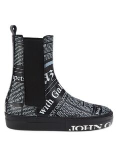 Кожаные ботинки челси с принтом Gazette John Galliano, черный