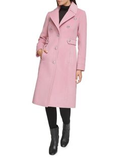 Пальто из смесовой шерсти в стиле милитари Kenneth Cole, розовый
