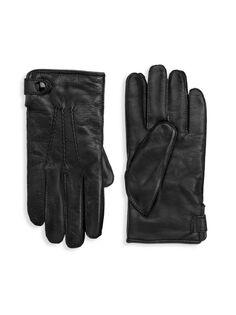 Кожаные перчатки Touch Tech Saks Fifth Avenue, черный