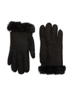 Кожаные перчатки с отделкой из овчины Ugg, черный