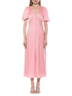 Платье миди с цветочным принтом и объемными рукавами Lorelei Alexia Admor, розовый