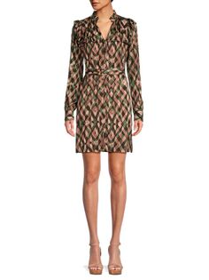 Платье-рубашка с поясом и геометрическим узором Rhodes Marie Oliver, цвет Evergreen