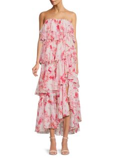 Многоярусное платье макси без бретелек с цветочным принтом Aphrodite Misa Los Angeles, цвет Abstract Rose