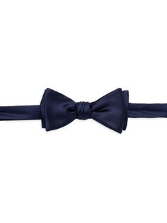 Шелковый галстук-бабочка с завязками Bruno Piattelli, темно-синий