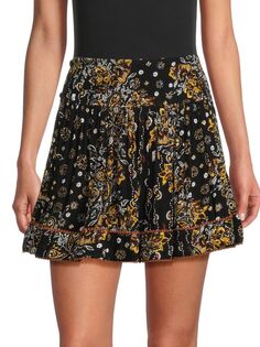 Мини-юбка Amora с цветочным принтом Poupette St Barth, цвет Black Multicolor