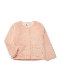 Куртка из искусственного меха с украшением для маленькой девочки Doe A Dear, розовый