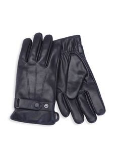 Кожаные перчатки для сенсорного экрана на кашемировой подкладке Royce New York, черный