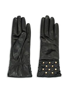 Кожаные перчатки с шипами Portolano, черный
