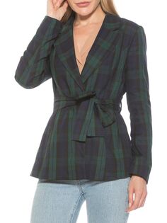 Оля клетчатый пиджак с поясом Alexia Admor, цвет Emerald Plaid