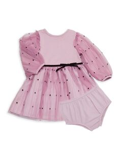 Комплект из 2 предметов с флокированным платьем и шароварами для малышки Pippa &amp; Julie, фиолетовый
