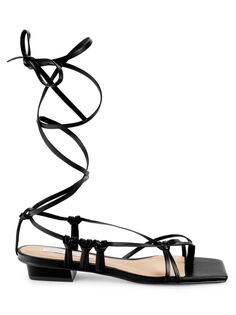 Кожаные сандалии с завязками на щиколотке Saks Fifth Avenue, черный