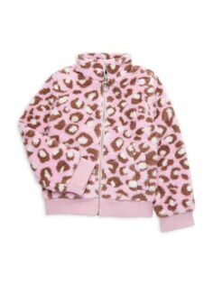 Куртка из искусственной овчины с животным принтом для маленьких девочек и девочек Design History, цвет Pink Taffy