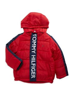 Пуховик с логотипом Little Boy Tommy Hilfiger, алый