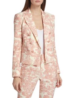 Двубортный пиджак Brooke из твила L&apos;Agence, цвет Rose Multi Lagence