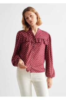 Блуза на пуговицах с рисунком Mango, бордовый