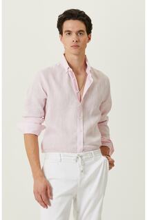 Розовая льняная рубашка с длинным рукавом Network, розовый