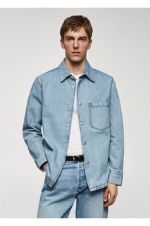 Джинсовая куртка-рубашка с карманами Mango, синий