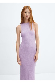 Длинное трикотажное платье Mango, фиолетовый