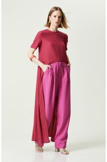 Широкие брюки с высокой талией цвета фуксии Network, розовый