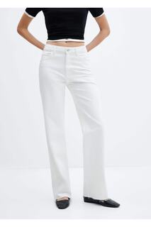 Широкие джинсы со средней посадкой Mango, белый