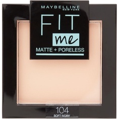 Матовая и беспористая пудра для лица Fit Me 104 Soft Ivory 8.2G, Maybelline New York