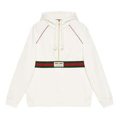Толстовка Gucci Hooded Sweatshirt With Web &amp; Gucci Label &apos;Ivory&apos;, цвет ivory/green/red
