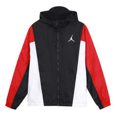 Куртка Men&apos;s Air Jordan Windproof Casual Sports Colorblock Hooded Training Logo Woven Jacket Autumn Black, мультиколор Nike