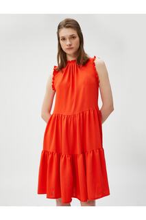 Многослойное короткое платье без рукавов Koton, красный