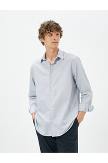 Базовая рубашка с классическим воротником и минимальным узором, на пуговицах, без железа Koton, коричневый