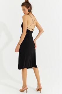 Женское черное платье миди с перекрестным разрезом на спине Cool &amp; Sexy, черный