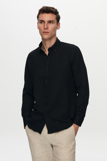 Черная оксфордская рубашка приталенного кроя с вышивкой D&apos;S Damat, черный
