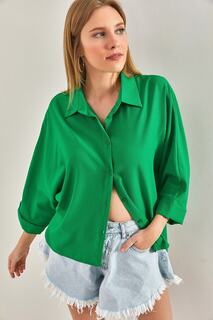 Женская рубашка с рукавами «летучая мышь» 4608 Bianco Lucci, зеленый