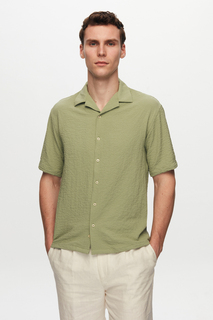 Свободная зеленая рубашка из жатого хлопка D&apos;S Damat, зеленый