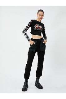 Спортивные брюки Jogger с карманом на молнии и эластичным поясом Koton, черный