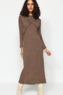 Платье - Коричневое - Свободное Trendyol Modest, коричневый
