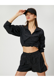 Стандартные черные женские шорты с эластичной резинкой на талии Koton, черный