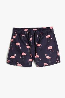 Шорты для плавания с принтом фламинго и завязкой на талии для мальчиков Koton, розовый