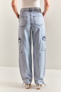 Женские джинсы с карманами-карго Bianco Lucci, синий