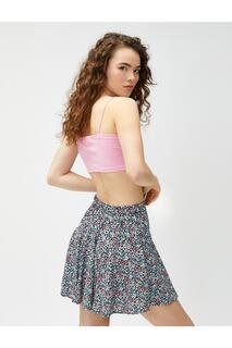 Короткая юбка с цветочным принтом, мини-вискоза, эластичная талия Koton, розовый