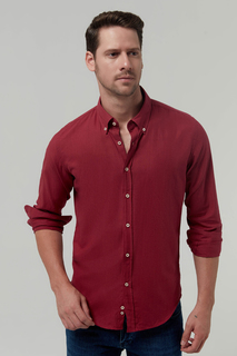Красная однотонная рубашка приталенного кроя Lumberjack D&apos;S Damat, красный