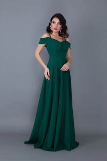 Двубортное вечернее платье без бретелек с низкими плечами, макси-длиной, изумрудно-зеленым, больших размеров 342 lovebox, зеленый