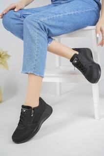 Женские ортопедические повседневные ортопедические кроссовки на молнии на шнуровке Alpha Guaranteed, стильные удобные кроссовки, спортивная обувь MUGGO, черный