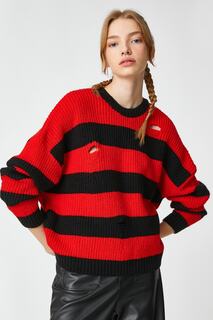 Женский красный полосатый свитер Koton