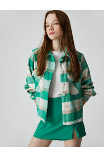 Куртка-рубашка Lumberjack с длинными рукавами и карманами на пуговицах Koton, зеленый